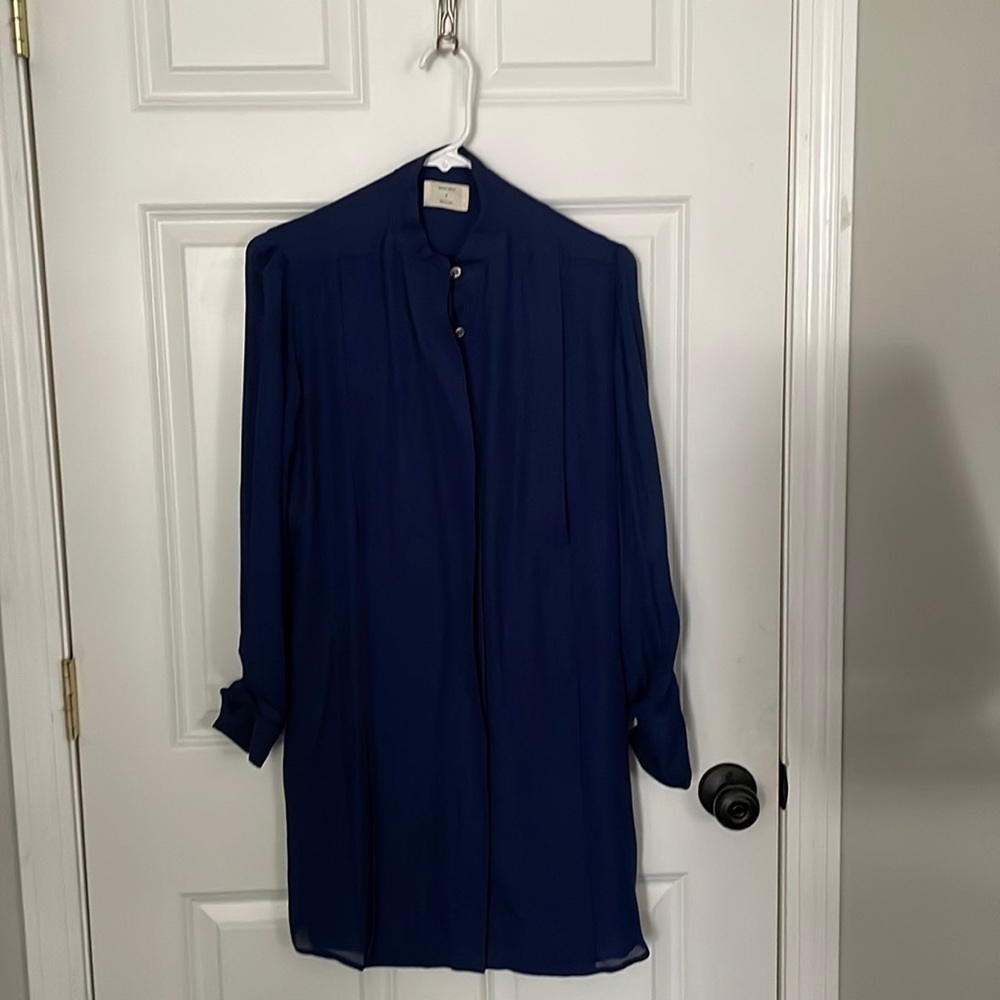 NWOT: Billy Reid 100% silk chiffon navy blue dress. size 0
